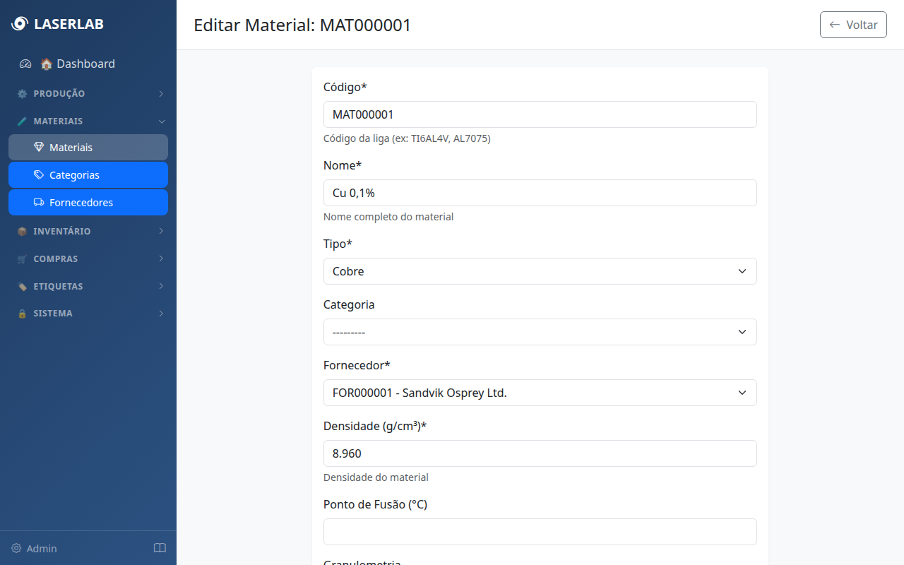 Edição do material