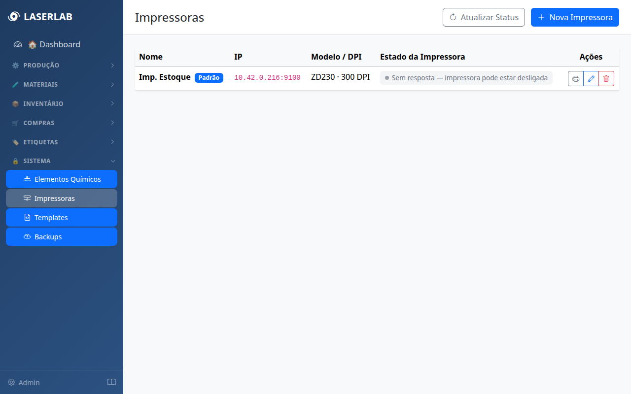 Lista de impressoras